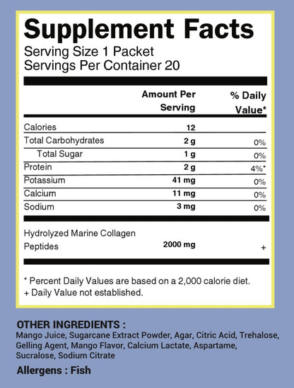 Collagen Jelly Sticks - 20 Pack - Mango Flavor